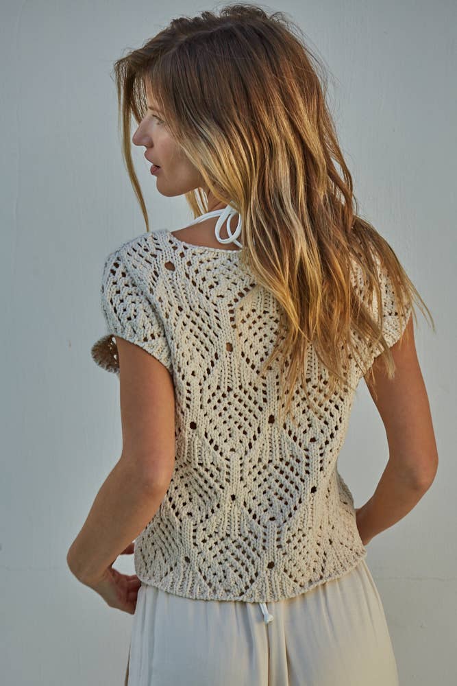 Cotton Crochet Top: Natural