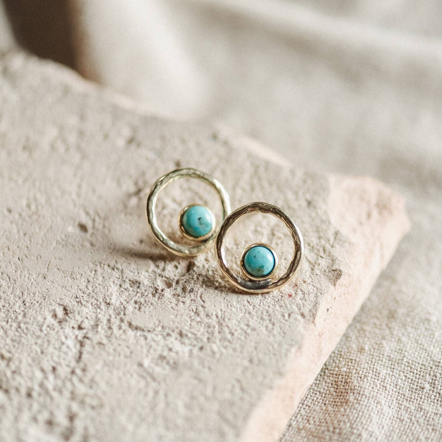 Bristol Stud Earrings • Brass & Turquoise