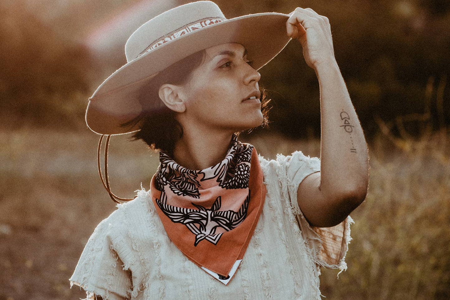 Organic Cotton Bandana • Life In Flight • Orange & Pink