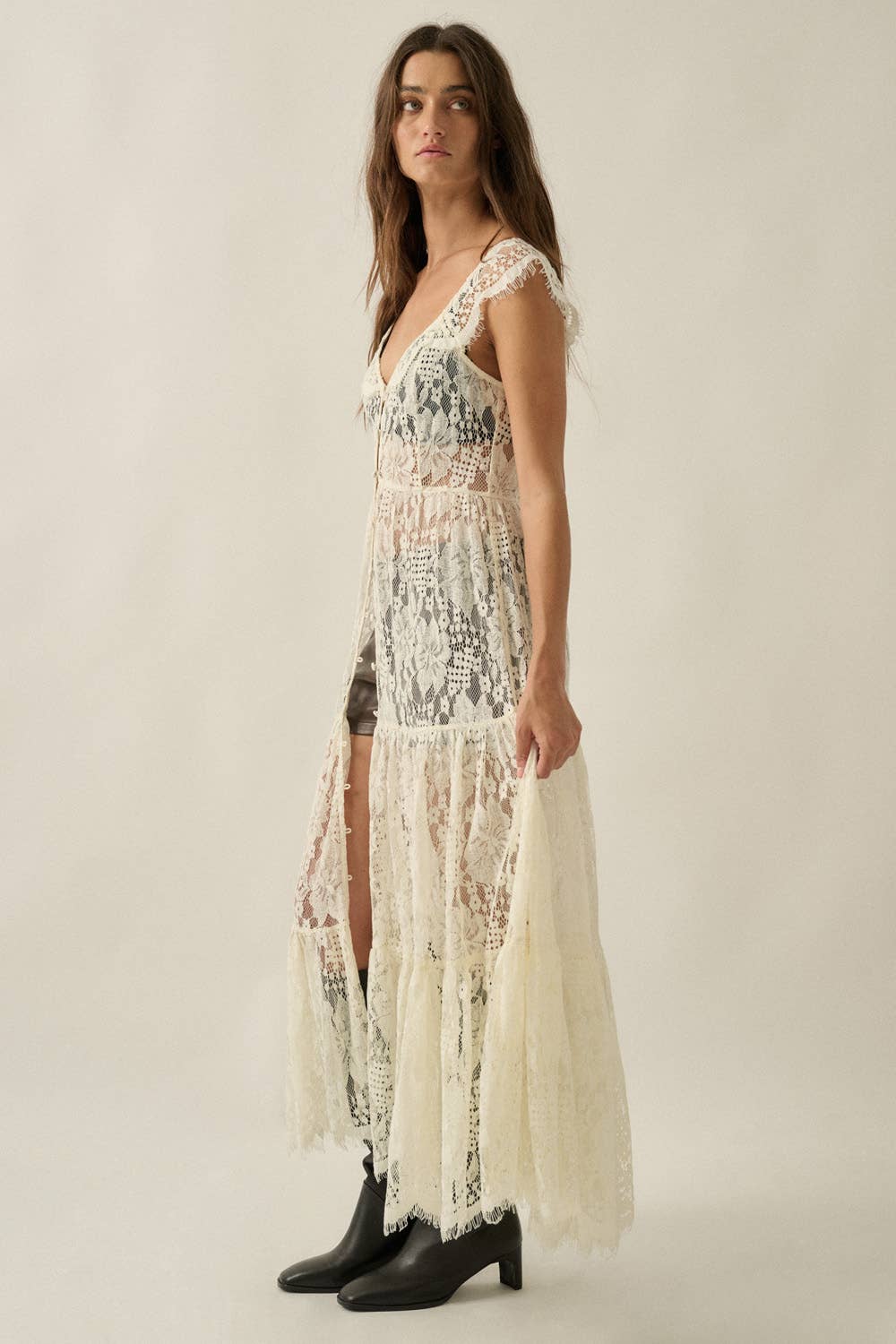 Sheer Lace Maxi Top • Cream