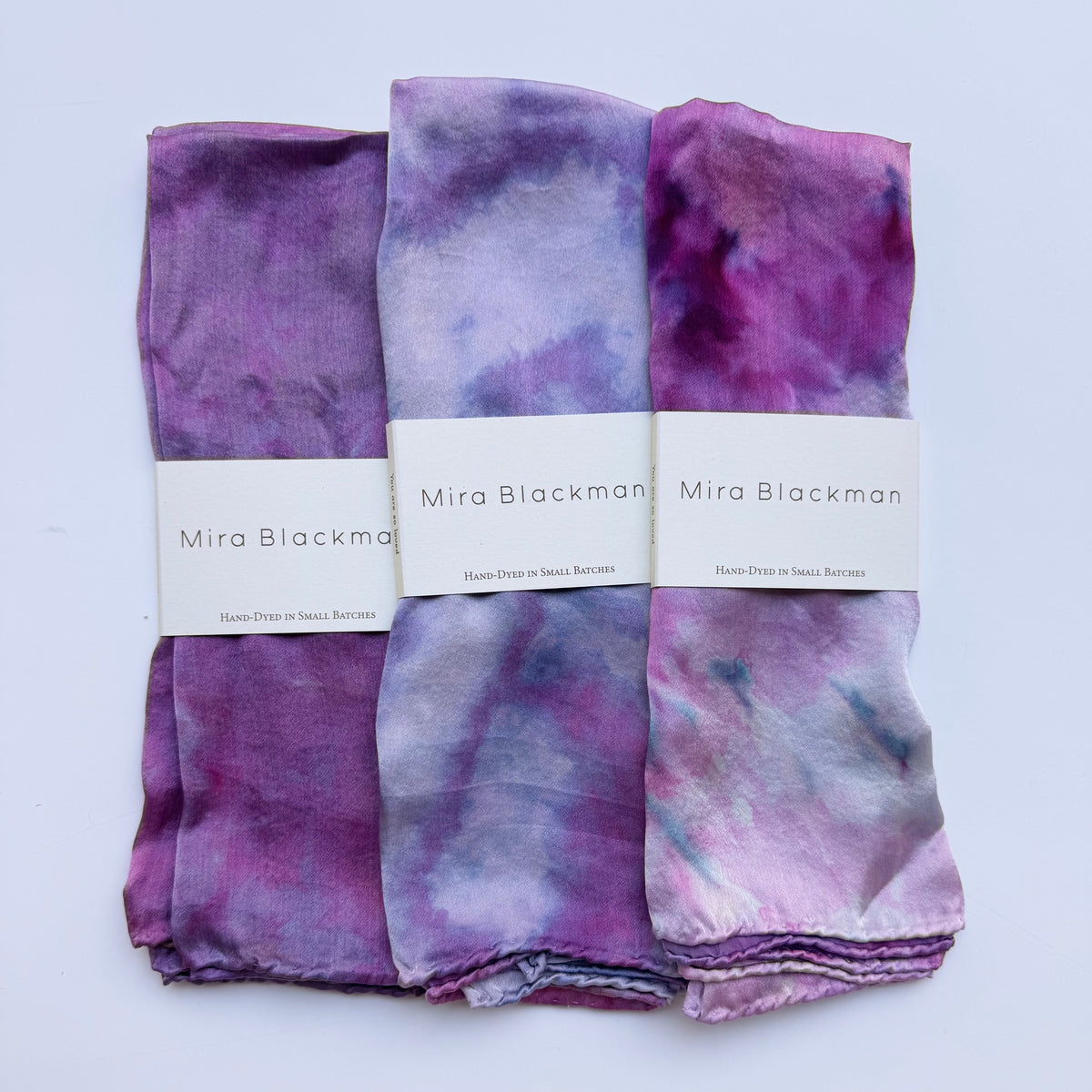 Hand Dyed Silk Scarf Bandana • Amethyst Tye Dye