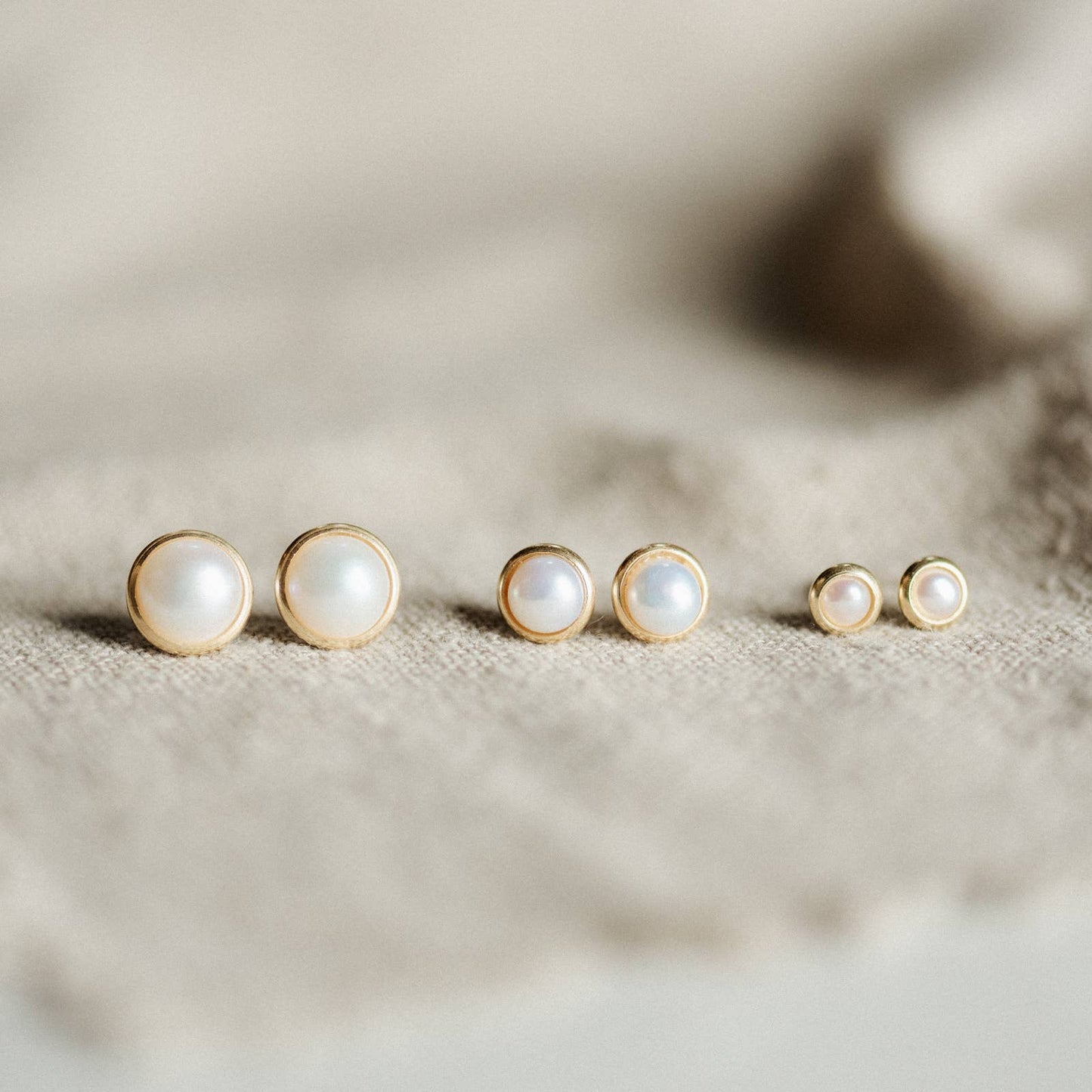 Common Form • Hyalite Stud Earrings • Brass & Pearl