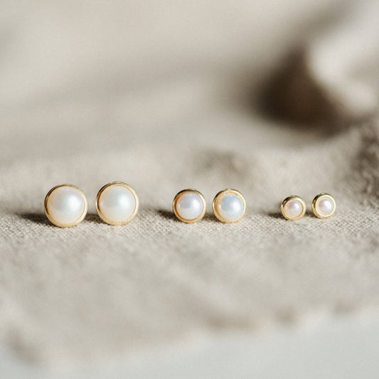 Common Form • Hyalite Stud Earrings • Brass & Pearl