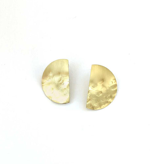 Lunasol Textured Brass Lunar Post Earring