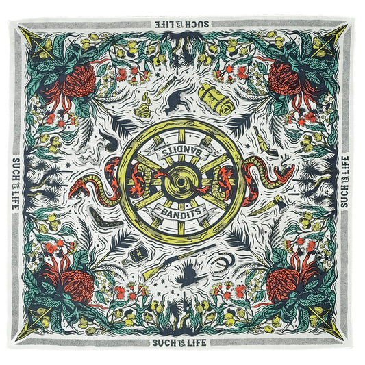 Organic Cotton Bandana • Such Is Life • Teal White