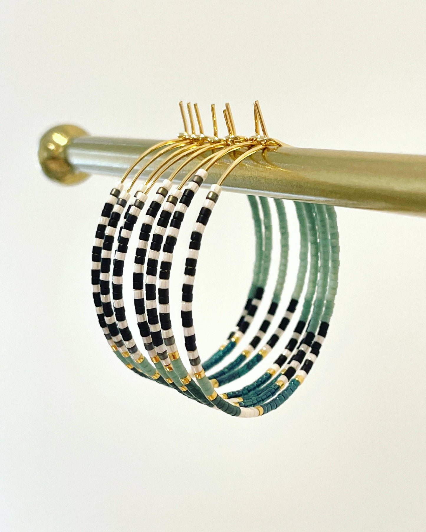 Beaded Hoop Earrings • Sea Foam Green • Pick Your Size