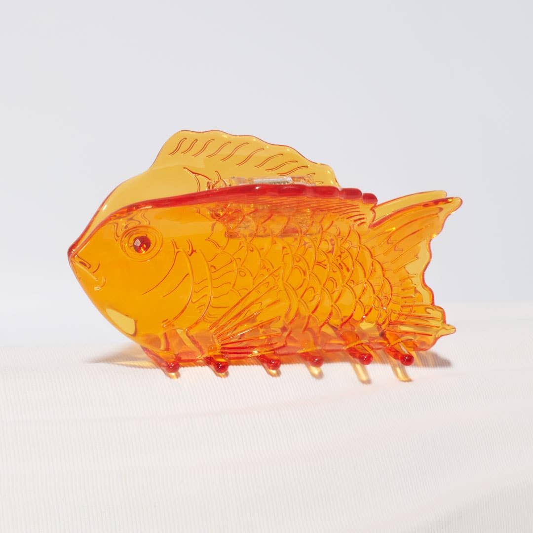 Gold Fish Hair Claw Clip • Translucent Orange