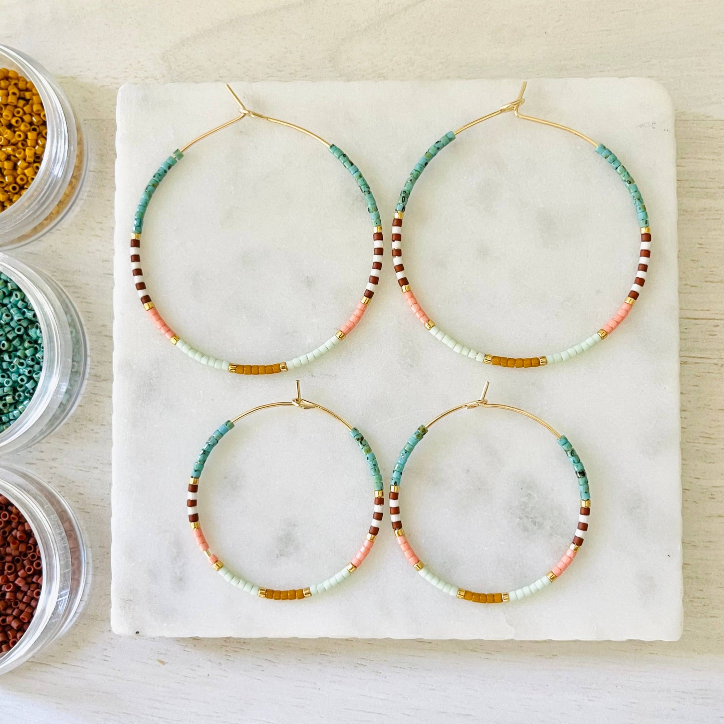 Beaded Hoop Earrings • Phoenix • Pick Your Size