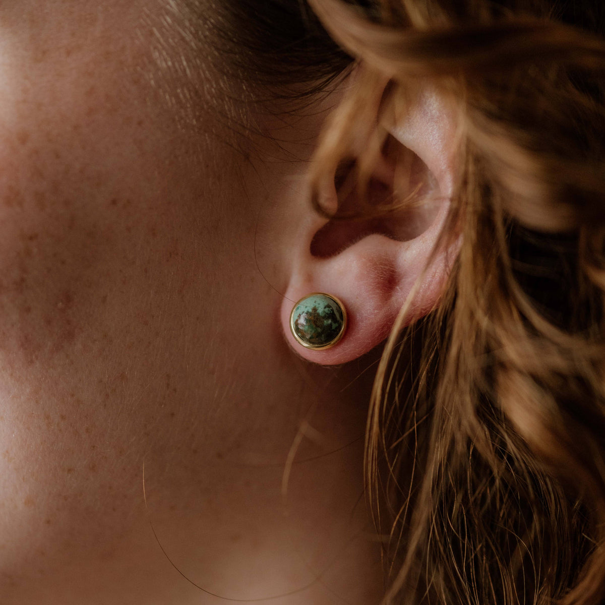 Common Form • Hyalite Stud Earrings • Brass & Turquoise