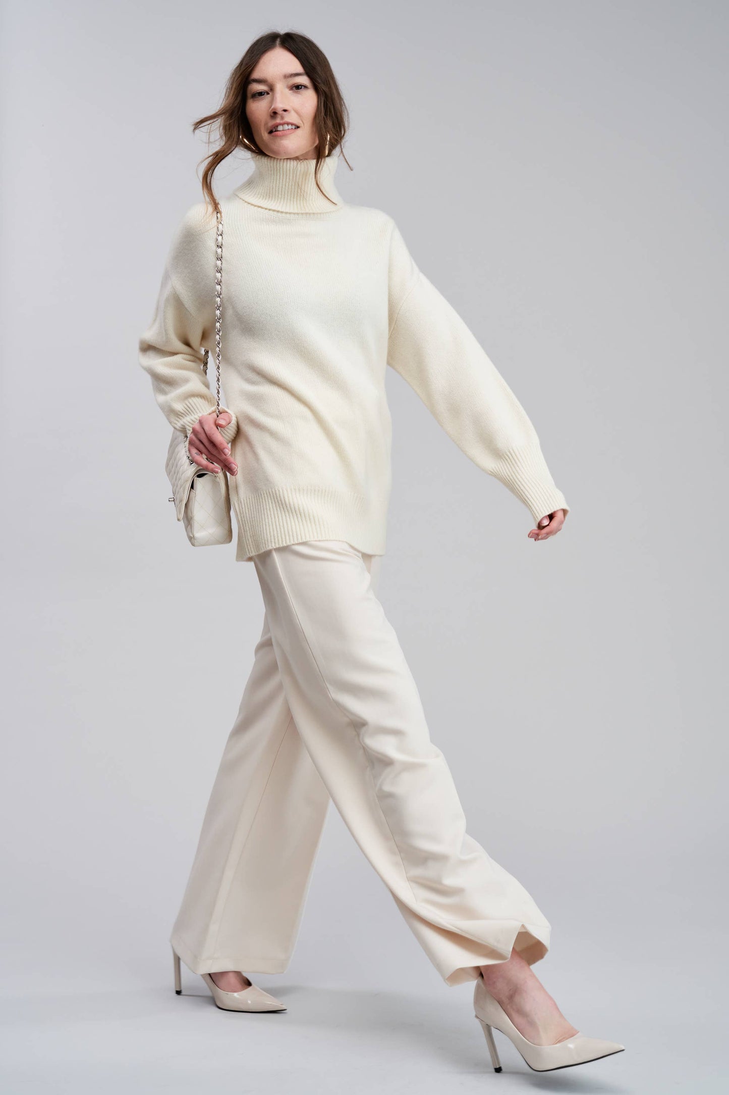 Flat White • Alaise Cashmere Wool Pullover Sweater • Cream