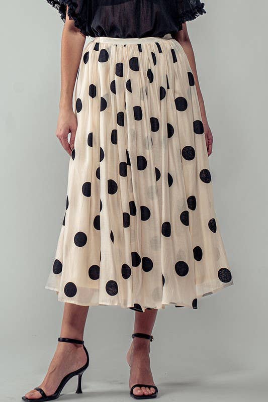 Polka Dot Midi Skirt • Cream