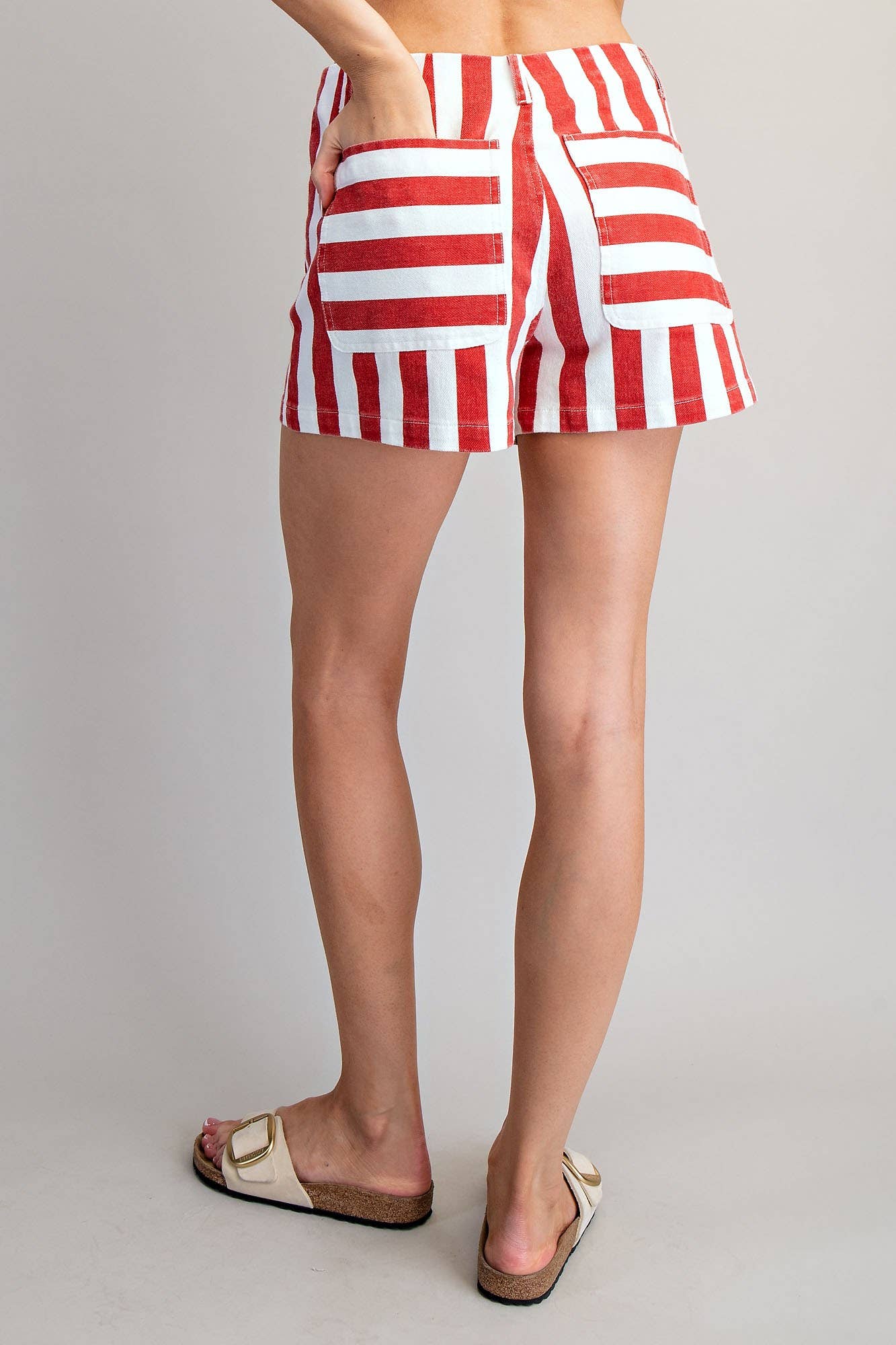 Striped Denim Shorts • Red & White