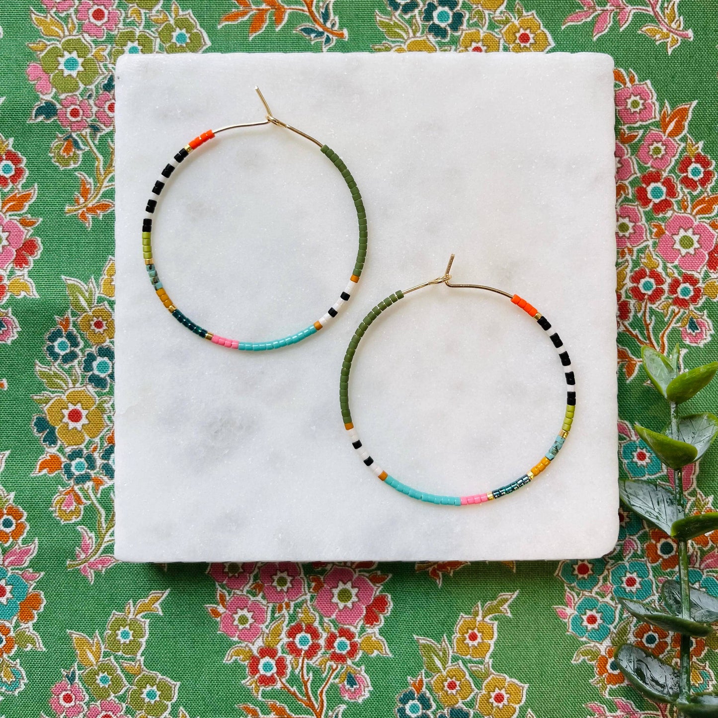 Beaded Hoop Earrings • Pie in the Sky • Pick Your Size