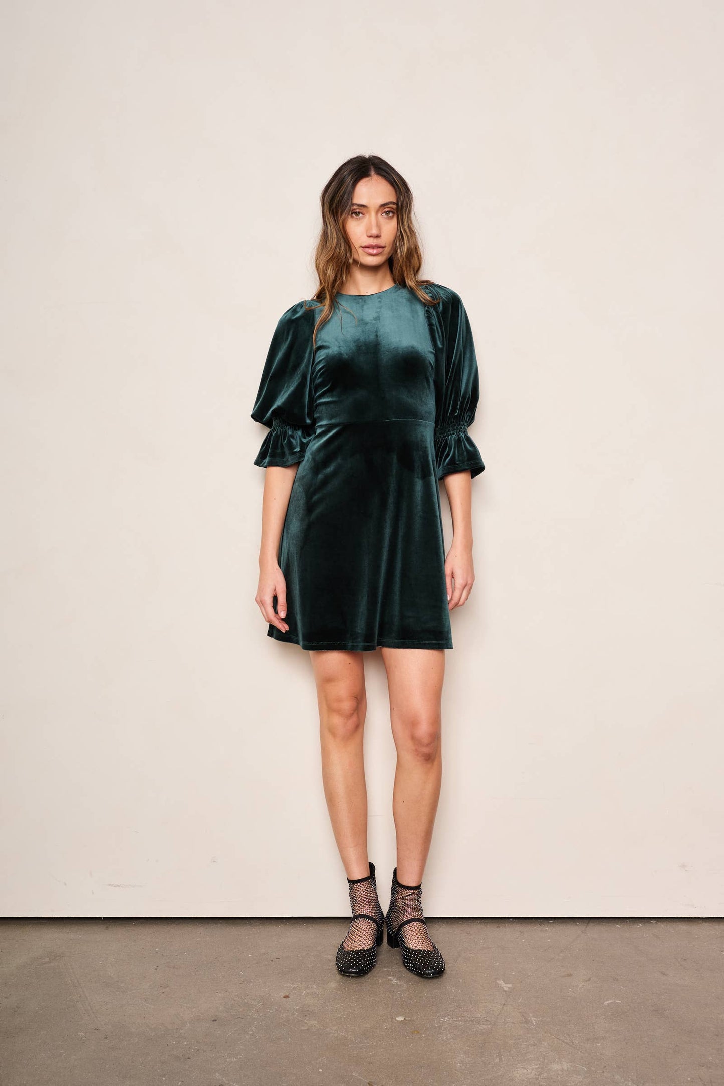 D. RA • Phoebe Velvet Dress • Emerald Green