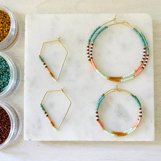 Beaded Hoop Earrings • Phoenix • Pick Your Size