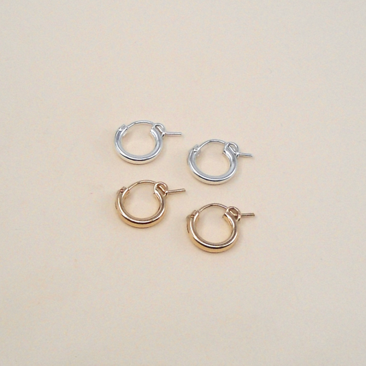 Huggie Hinge Hoops • XSmall • 14K Gold Fill or Sterling Silver
