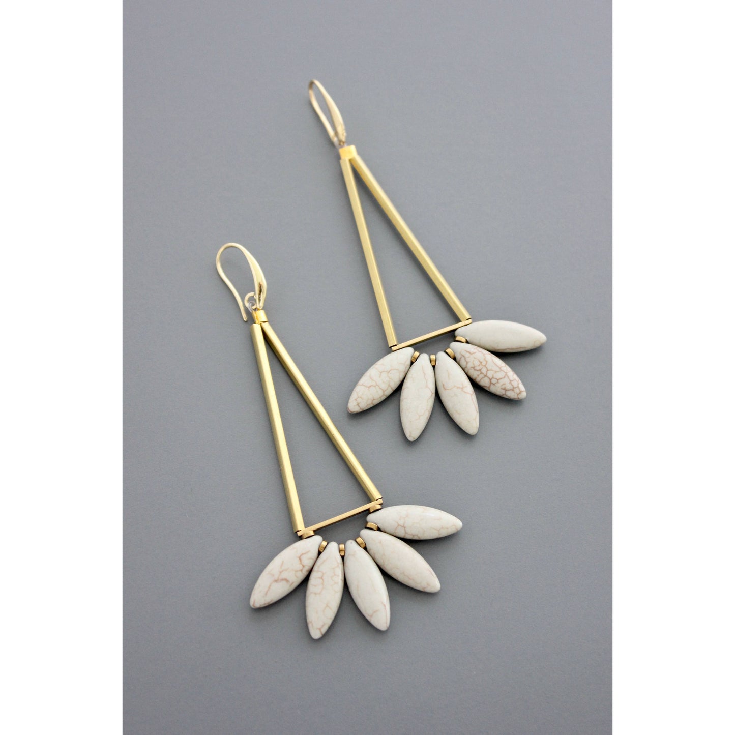 David Aubrey • Geometric Lotus Dangle Earrings • Grey