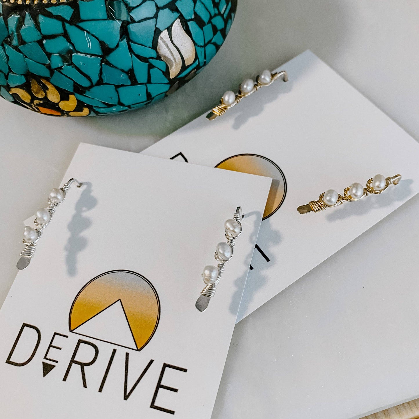 Pearl Ear Climber Earrings Gold or Silver