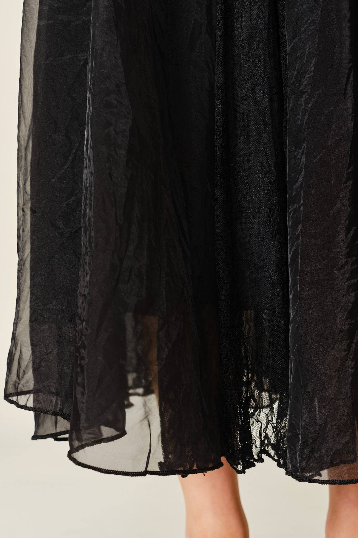 Lace Satin Skirt • Black