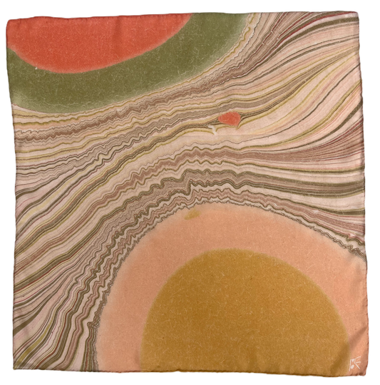 Hand Marbled Silk Bandana • Golden Hour