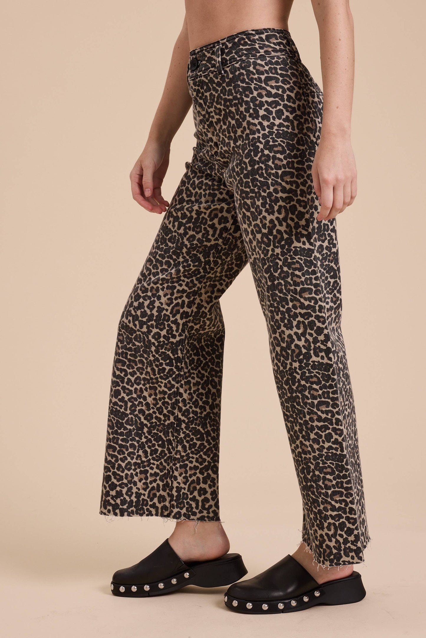 Leopard Print Denim Pants