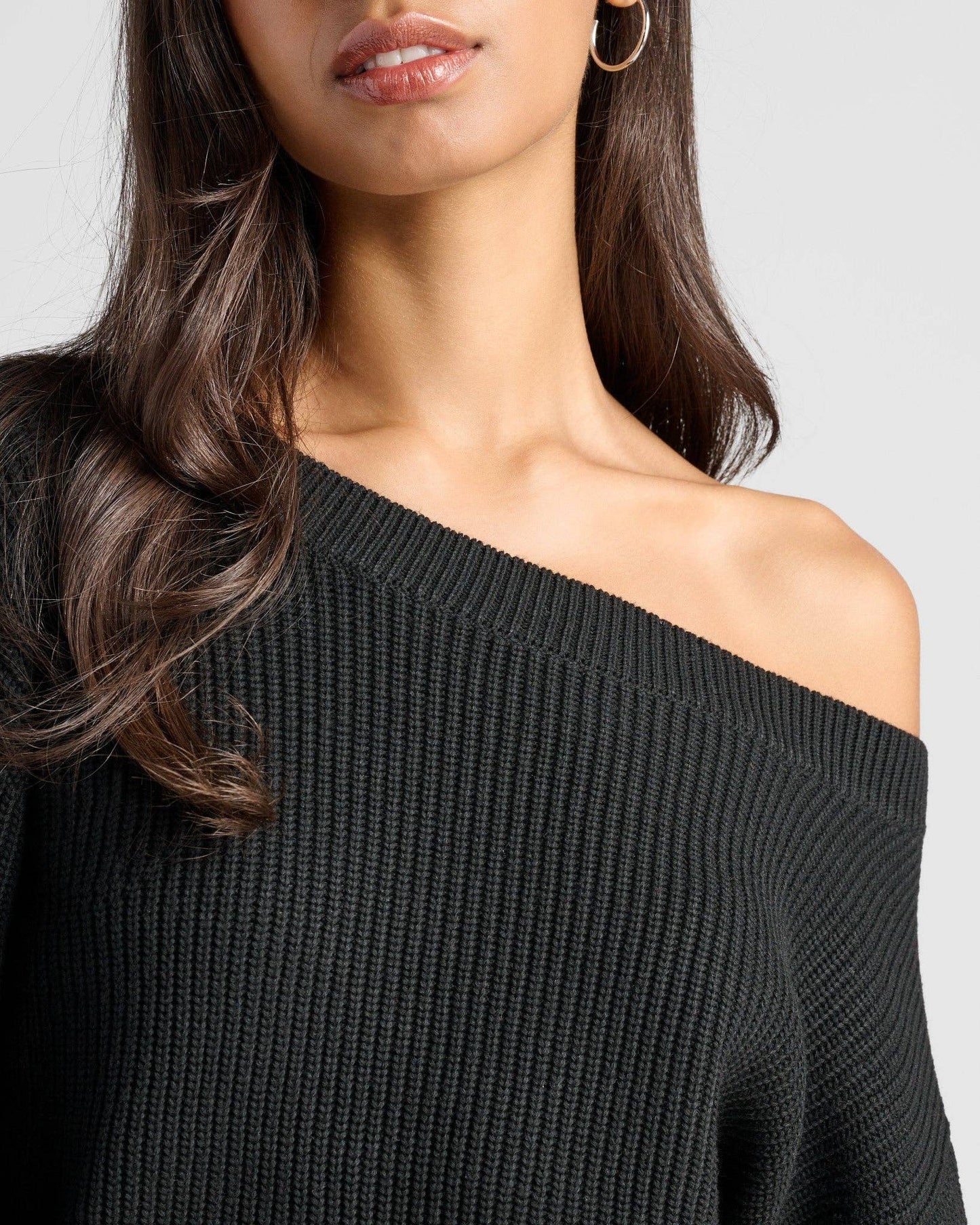 Coastal One Shoulder Sweater • Black