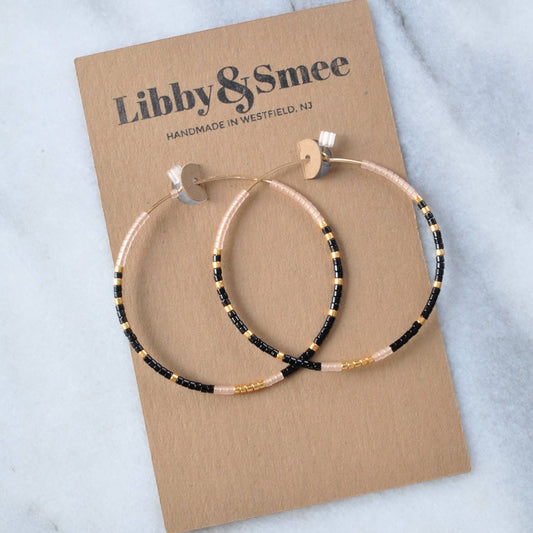 Gold Filled Hoops with Tiny Glass Seed Beads: Noir