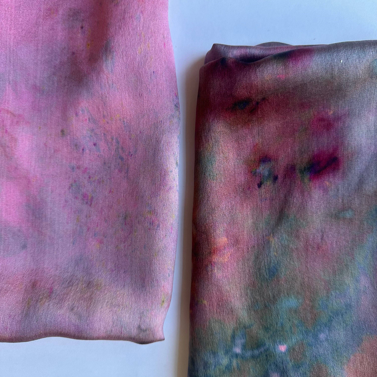 Hand Dyed Silk Scarf Bandana • Rhubarb Tye Dye