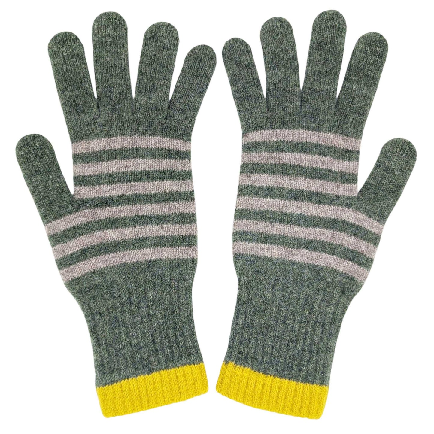 Lambswool Gloves • Stripe Green