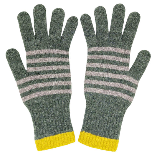 Lambswool Gloves • Stripe Green