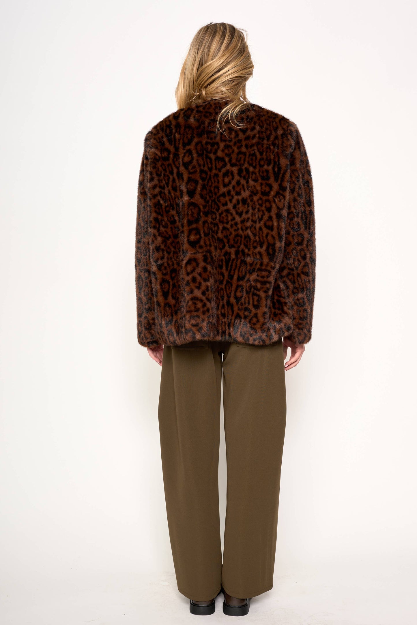D. Ra • Lucia Faux Fur Coat • Leopard • Chocolate Black