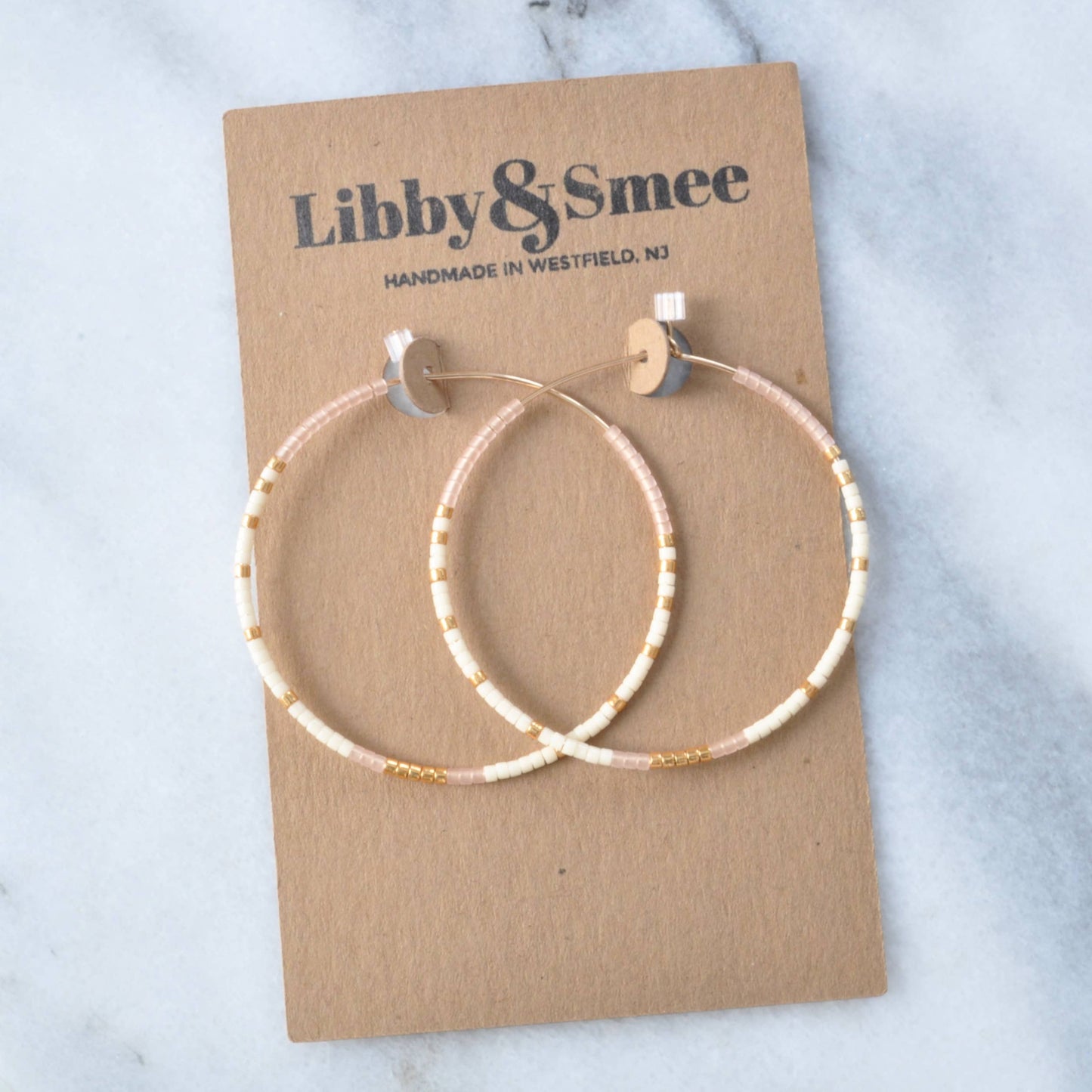 Gold Filled Hoops with Tiny Glass Seed Beads: Noir