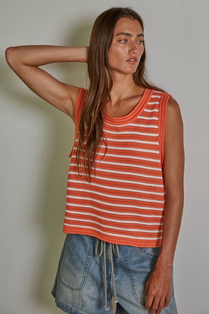 Striped Cotton Sweater Tank • Cali Citrus