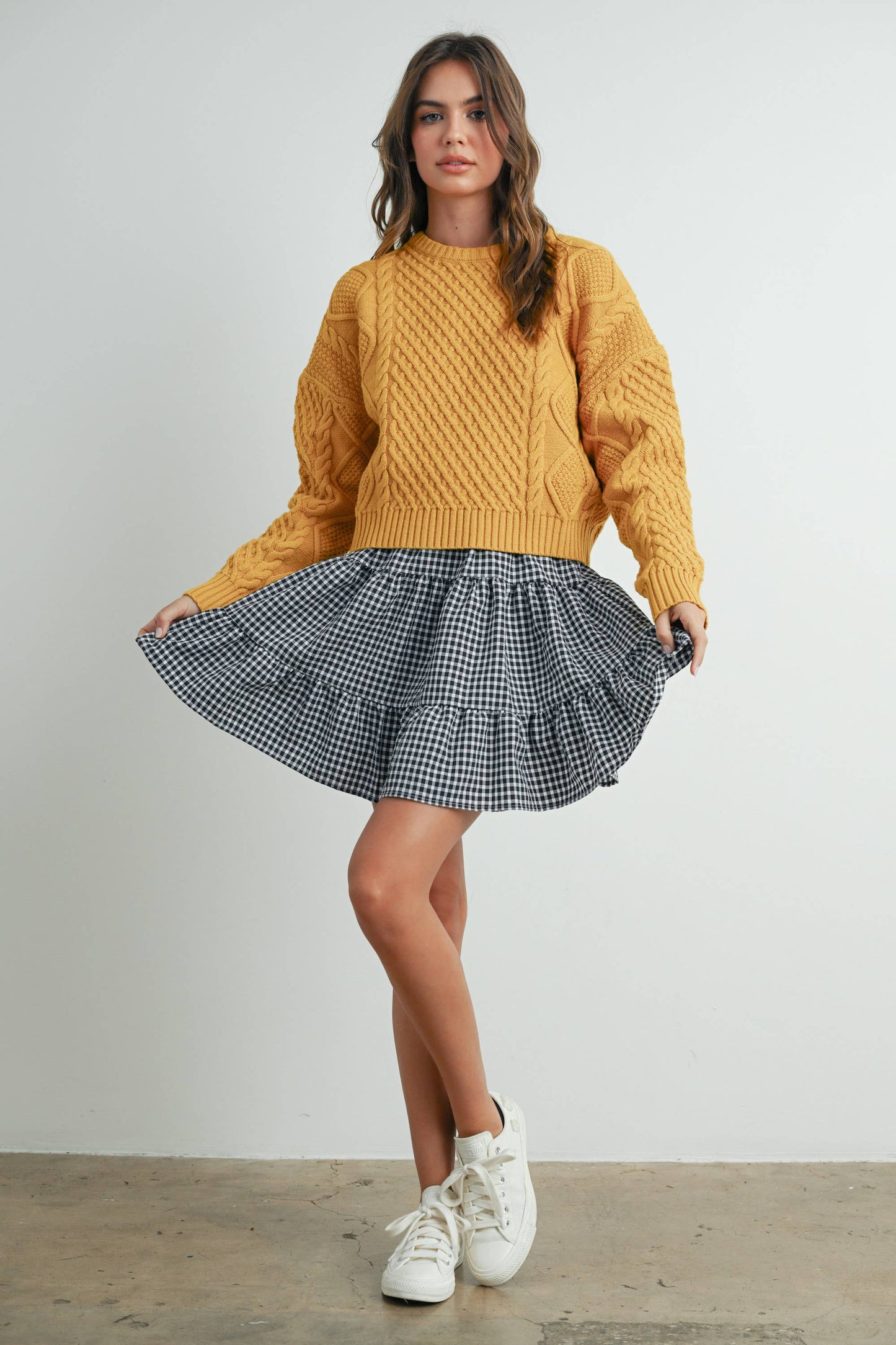 Cable Knit Sweater • Mustard