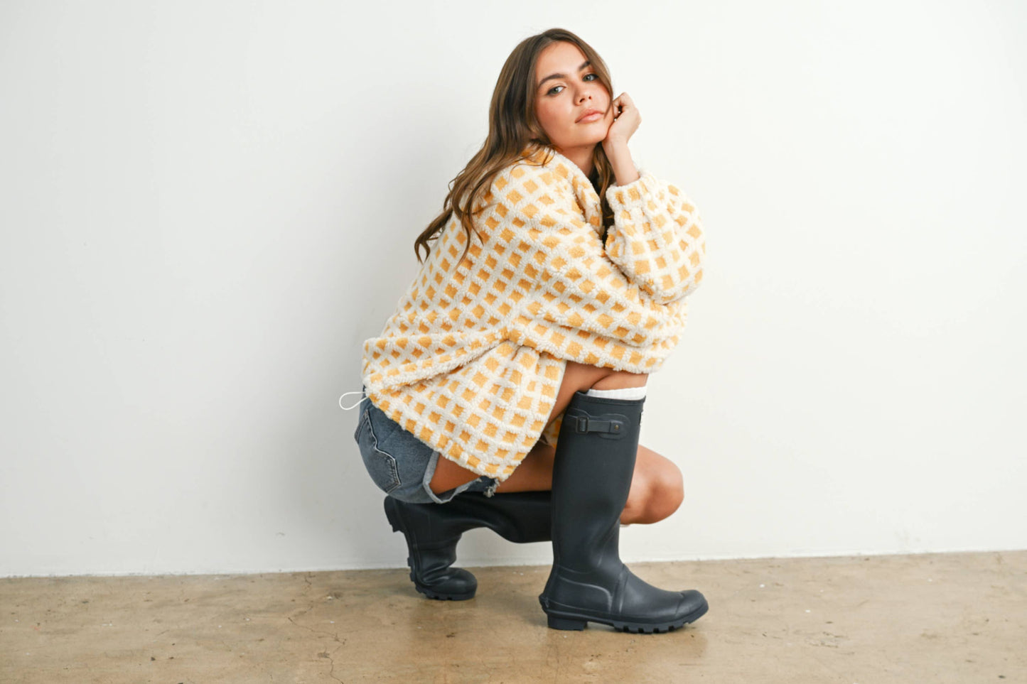 Fuzzy Sherpa Jacket • Yellow & Ivory