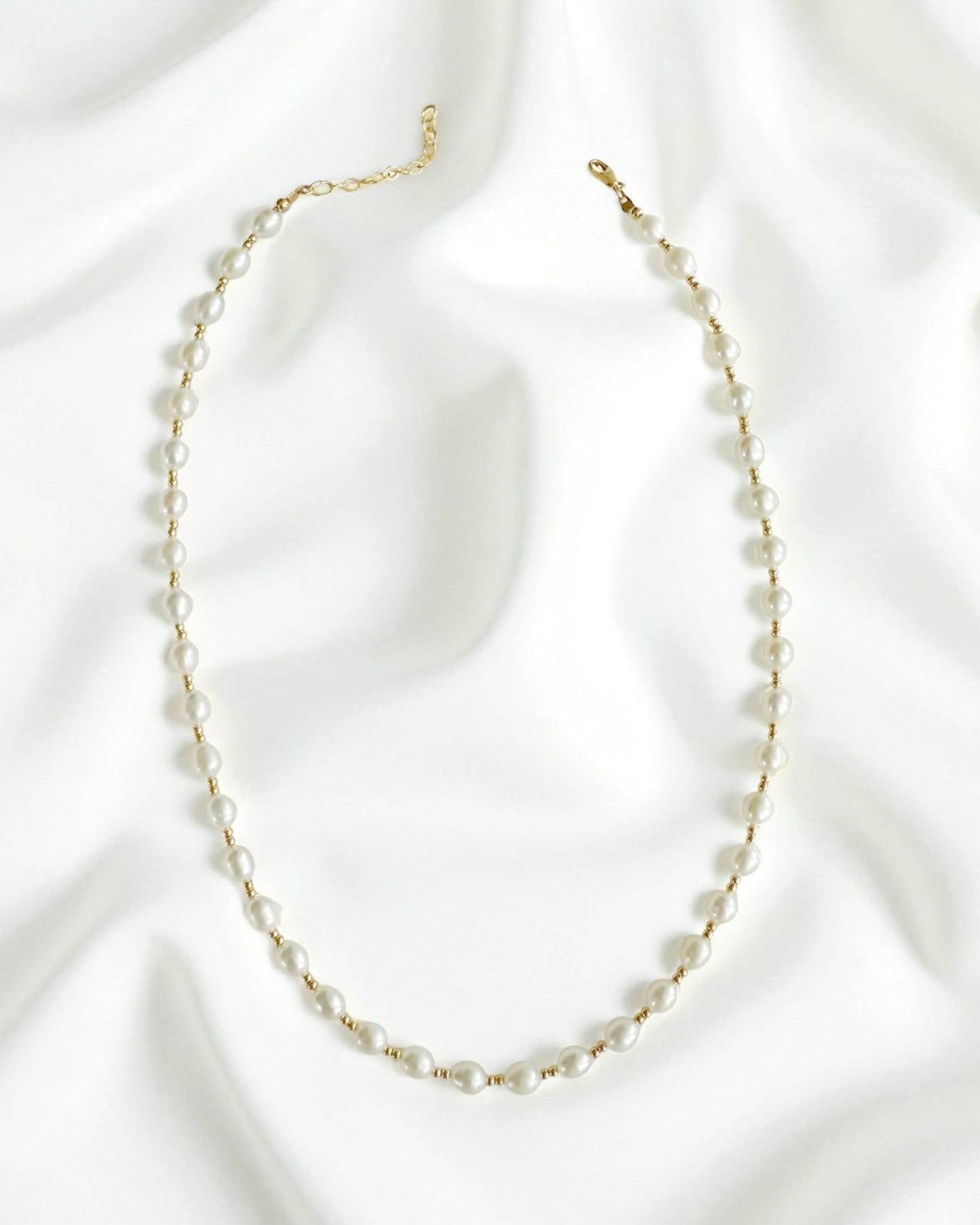 Taylor Freshwater Pearl Beaded Necklace • 14K Gold Filled