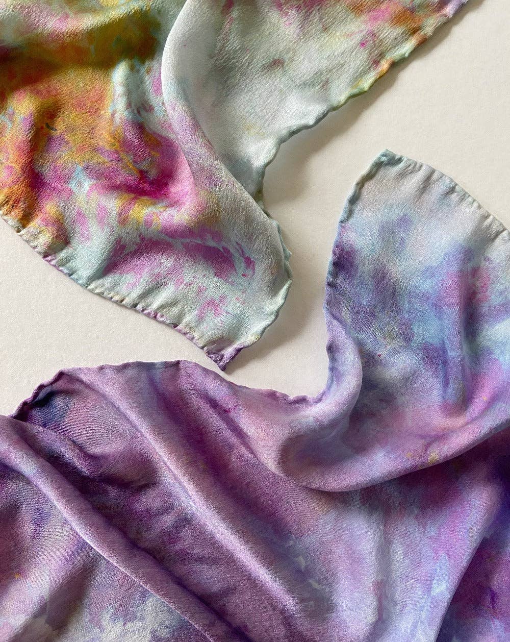 Hand Dyed Silk Scarf Bandana • Amethyst Tye Dye