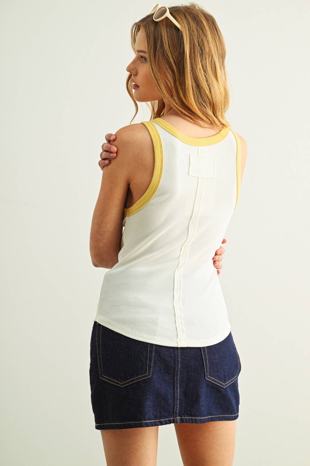 Cotton Ringer Tank • Pale Yellow