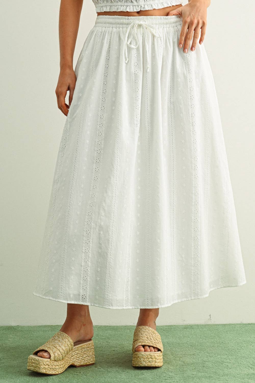 Cotton Eyelet Skirt • Ivory