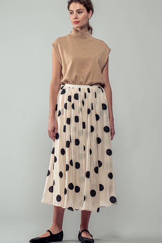Polka Dot Midi Skirt • Cream