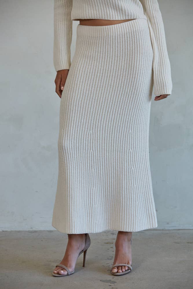 Midi Flare Sweater Skirt • Cream