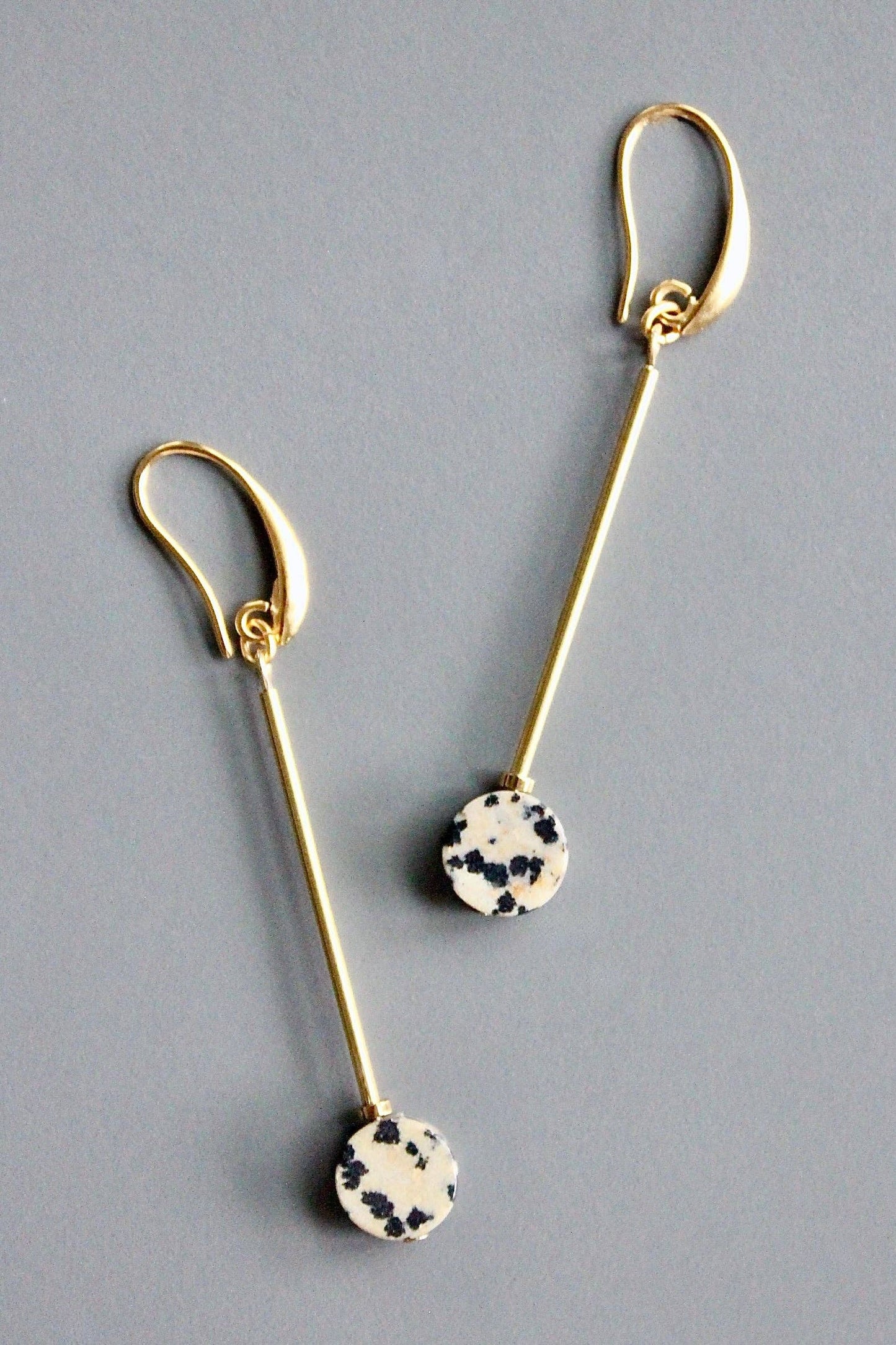 David Aubrey • Dangle Earrings • Dalmatian Jasper Brass