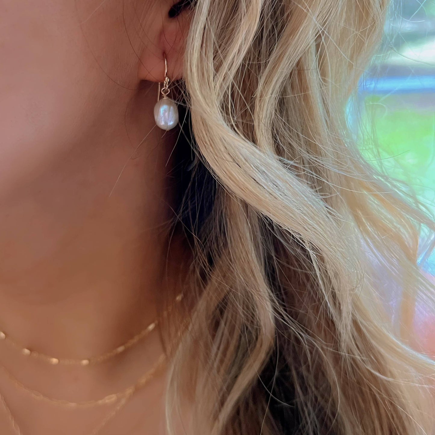 Kaia Freshwater Pearl Dangle Earrings • 14k Gold Filled