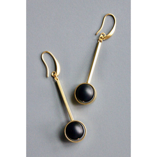 David Aubrey • Glass Bead Earrings • Brass • Jet Black