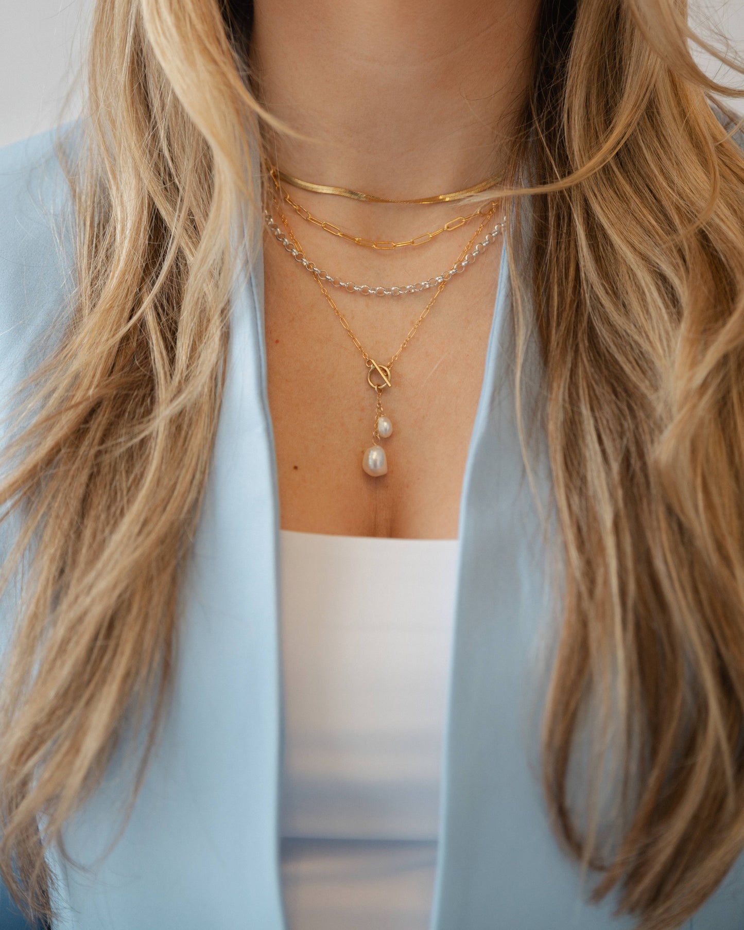 Brynn Pearl Toggle Necklace • Gold Filled