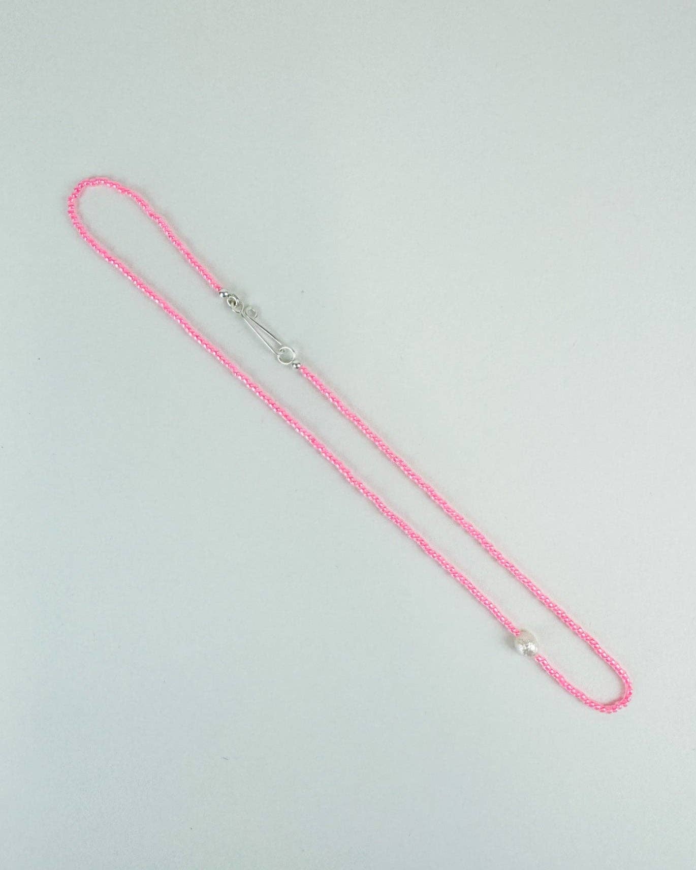 The Khadi Seed Bead Pearl Necklace • Bright Pink Trance