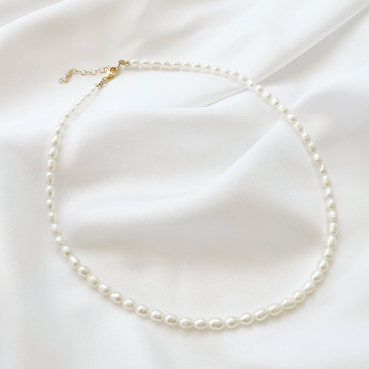 Sea Isle Freshwater Rice Pearl Beaded Necklace • Gold Filled