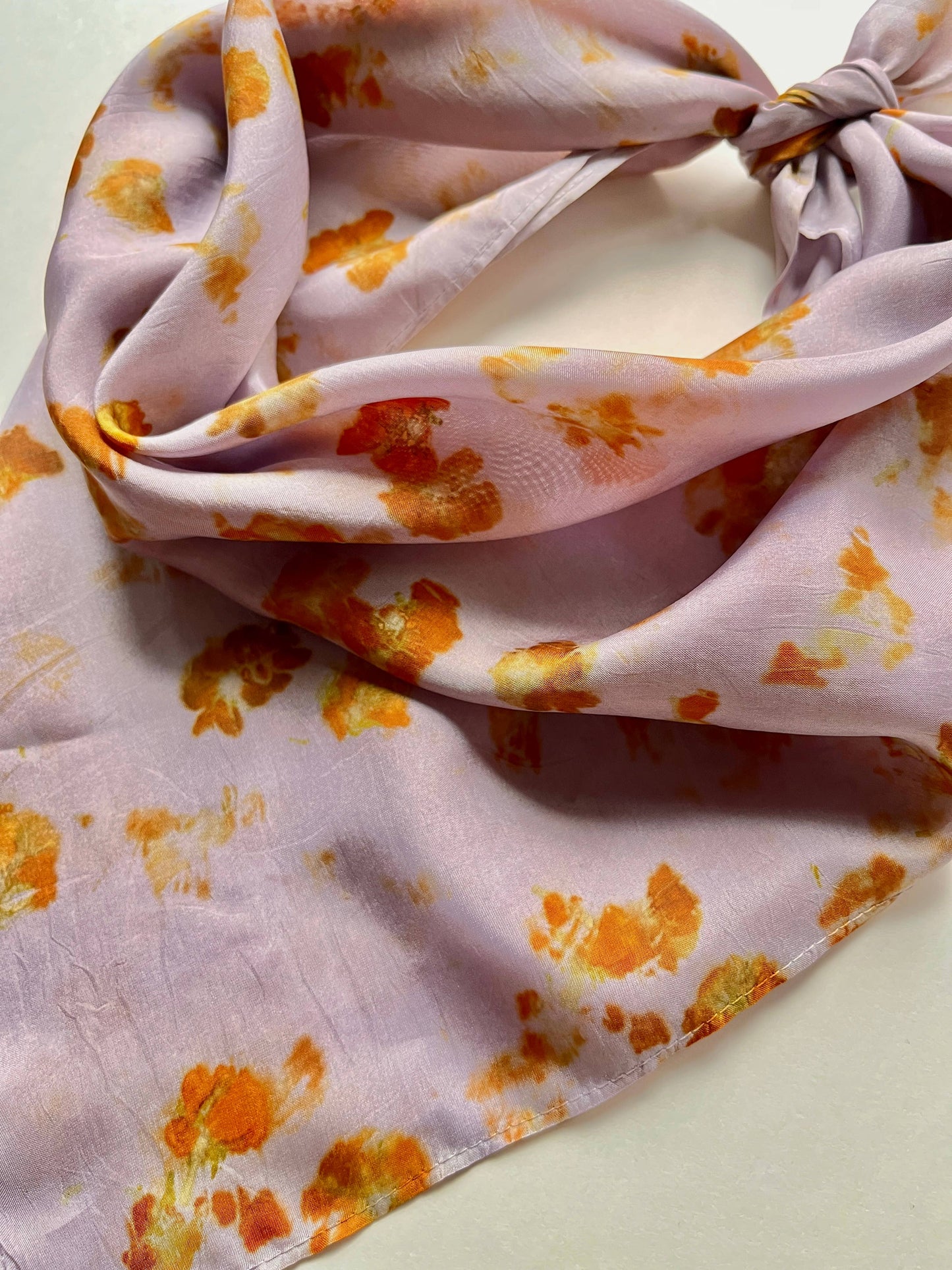 Vive Textiles • Naturally Dyed Silk Bandana Scarf • Lilac Sun