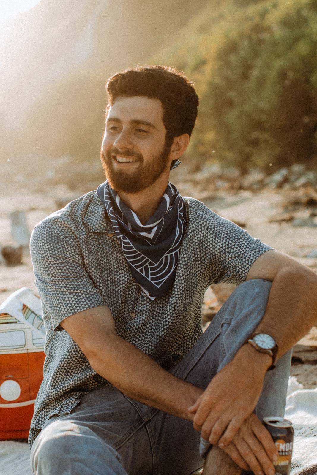 Organic Cotton Bandana • Breaking Waves • Navy