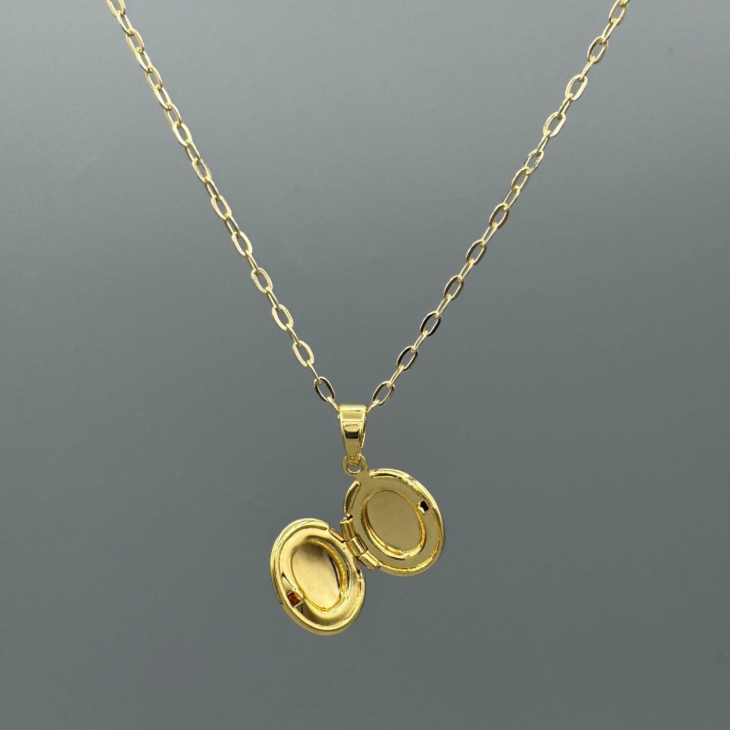 Tiny Oval Locket Necklace • Gold Fill